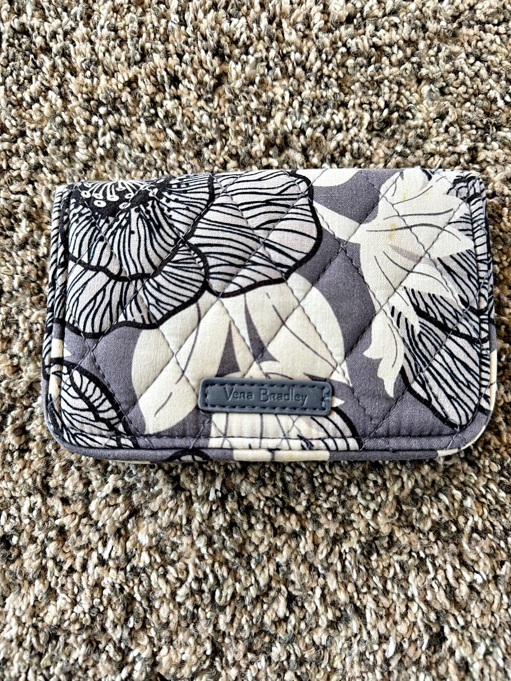 Vera Bradley Turnlock Wallet Gray & White Floral
